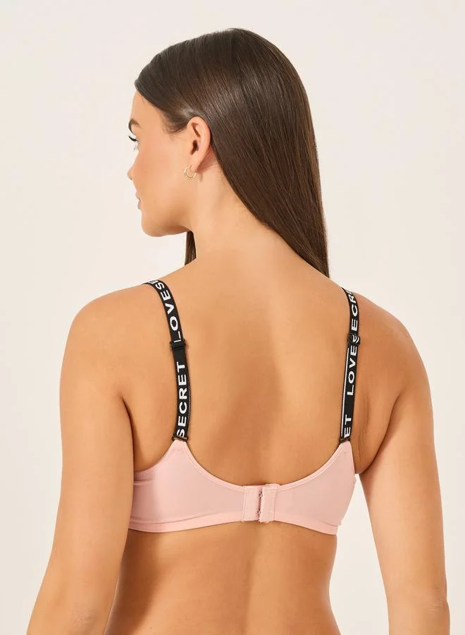 Take Two Take Two Letter Tape Strap Padded Non Wired Plunge Bra