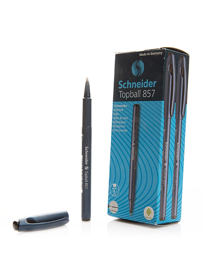 شنايدر قلم حبر توب بول 857 رأس 0.6 مم لكتابة دقيقة | حبر أسود سلس وخرطوشة قابلة لإعادة التعبئة | تصميم مريح لكتابة مريحة وطويلة | عبوة 10 أقلام للاستخدام المهني واليومي - Image 1