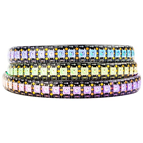 BTF-LIGHTING WS2812B IC RGB 5050SMD Pure Gold Individual Addressable LED Strip 3.28FT 144LED 144Pixel/m Flexible Full Color IP65 DC5V for DIY Chasing Color Project(No Adapter or Controller) - Image 1