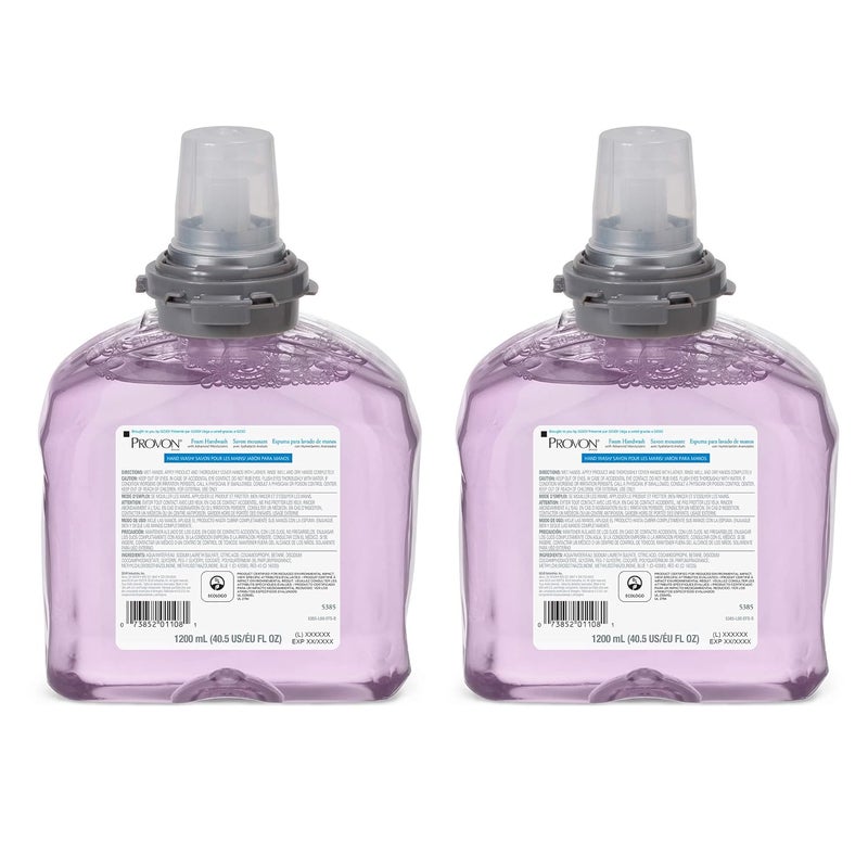 GOJO PROVON Foaming Handwash with Advanced Moisturizers Cranberry Fragrance 1200 mL Foam Hand Soap Refill for PROVON TFX TouchFree Dispenser Pack of 2  538502