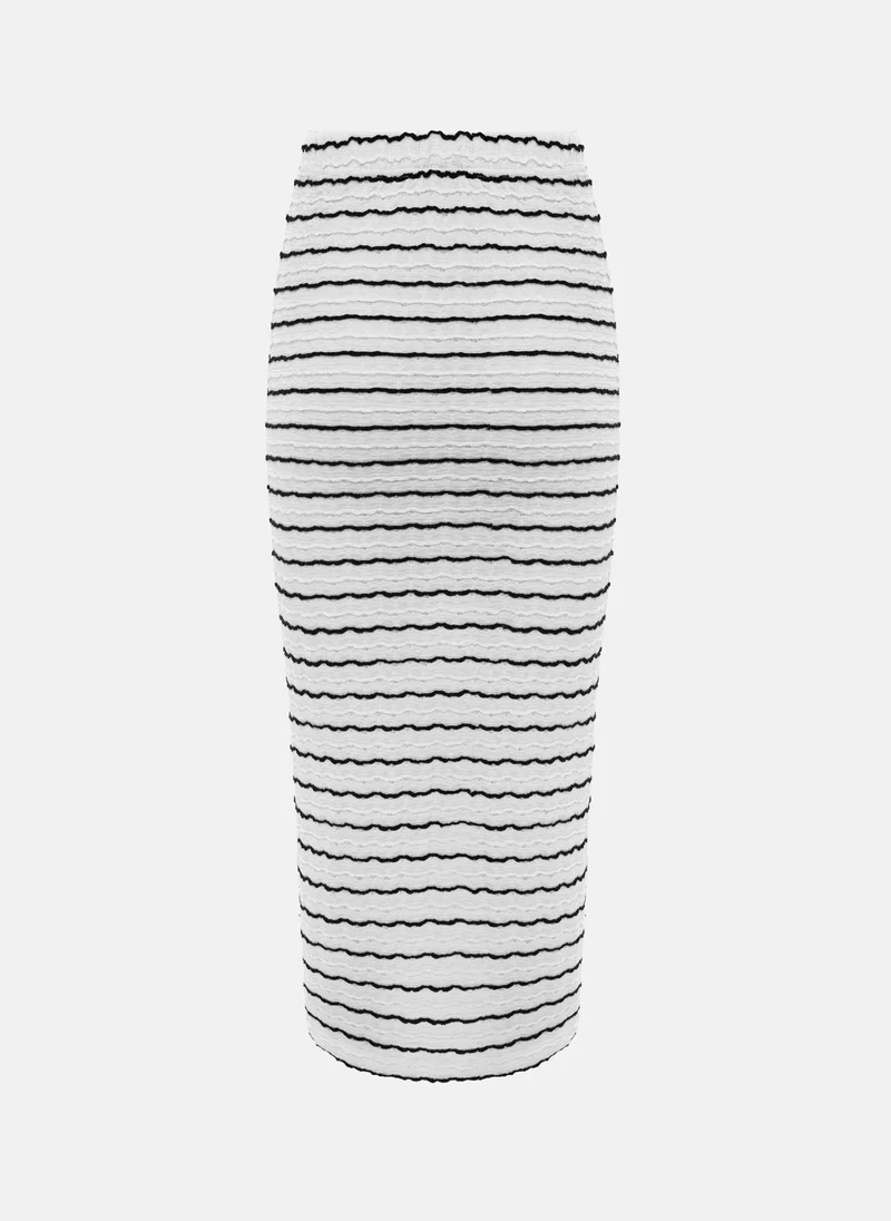 Lichi  Straight midi skirt in textured striped jersey for Women | Best Price UAE