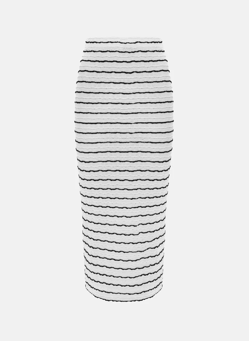 ليتشي تنورة ميدي مستقيمة من قماش جيرسي مخطط محكم