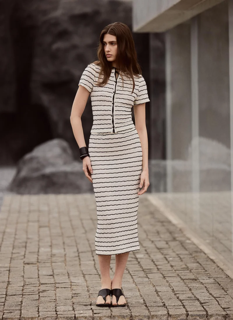 Lichi  Straight midi skirt in textured striped jersey for Women | Best Price UAE