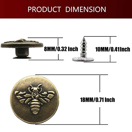 Raydodo 20 Sets Jean Buttons Replacement, 18mm Metal Buttons Tack Pant Buttons Replacement Kit with No Sew Rivets for Jeans, Denim Pants, Jackets (Brozen Style) - Image 2