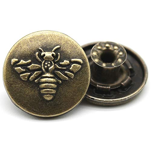 Raydodo 20 Sets Jean Buttons Replacement, 18mm Metal Buttons Tack Pant Buttons Replacement Kit with No Sew Rivets for Jeans, Denim Pants, Jackets (Brozen Style) - Image 1