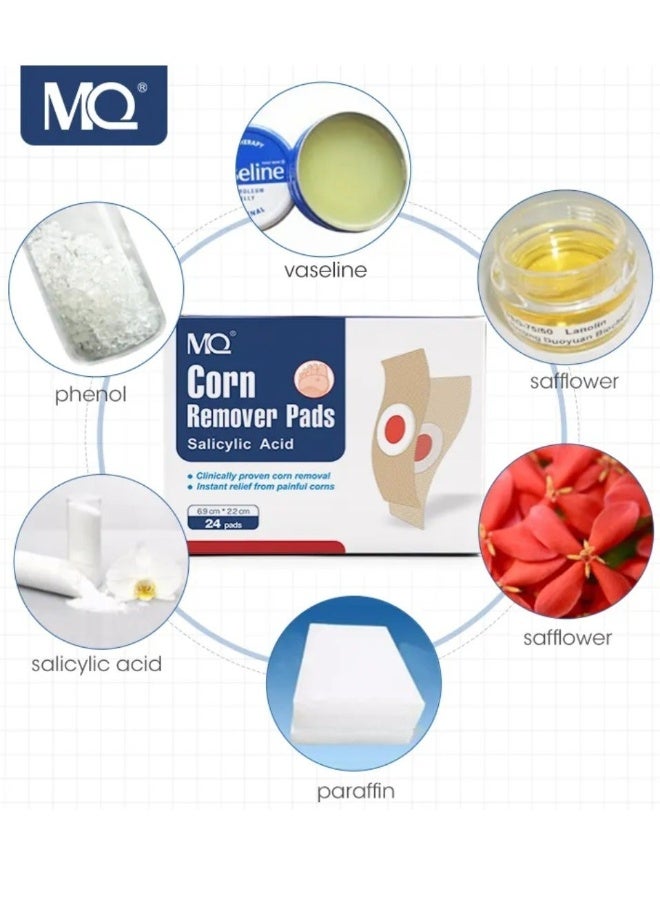 MQ 24 Pcs Corn Remover Pads Foot Corn Remover Patch Wart Remover Corn Removal Ideal for Relief Corn Pain and Foot Care Corn Plasters with Hole for Feet Hand Toe Corn Removal Pads - Image 2