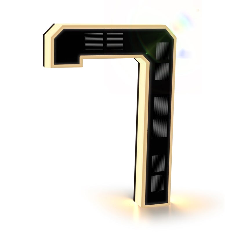 ISUNMEA 9 Inch Solar Lighted House Numbers for Outside, Light Up Waterproof LED Address Numbers Signs for Houses, Large Personalized Illuminated Exterior Modern House Numbers Light (7-Black, 9IN) - Image 1