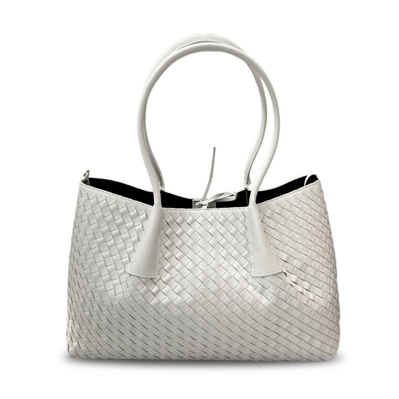 2025 Selling Fashion Woven Cowhide Shoulder Handbag Tote Bag Large Capacity Casual Crossbody Bag - Image 1