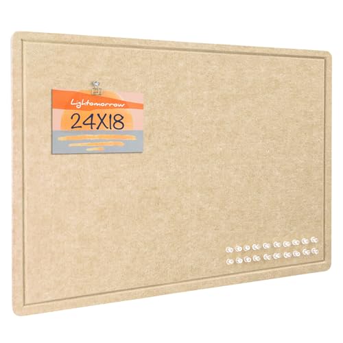 Lightomorrow Bulletin Board, 24 x 18 inches Decorative Felt Pin Board, Cork Board Alternative for Wall, Foldable Photo Board with 20 Pushpins - Beige Brown - Image 1