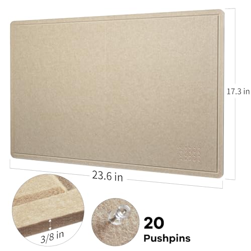 Lightomorrow Bulletin Board, 24 x 18 inches Decorative Felt Pin Board, Cork Board Alternative for Wall, Foldable Photo Board with 20 Pushpins - Beige Brown - Image 4