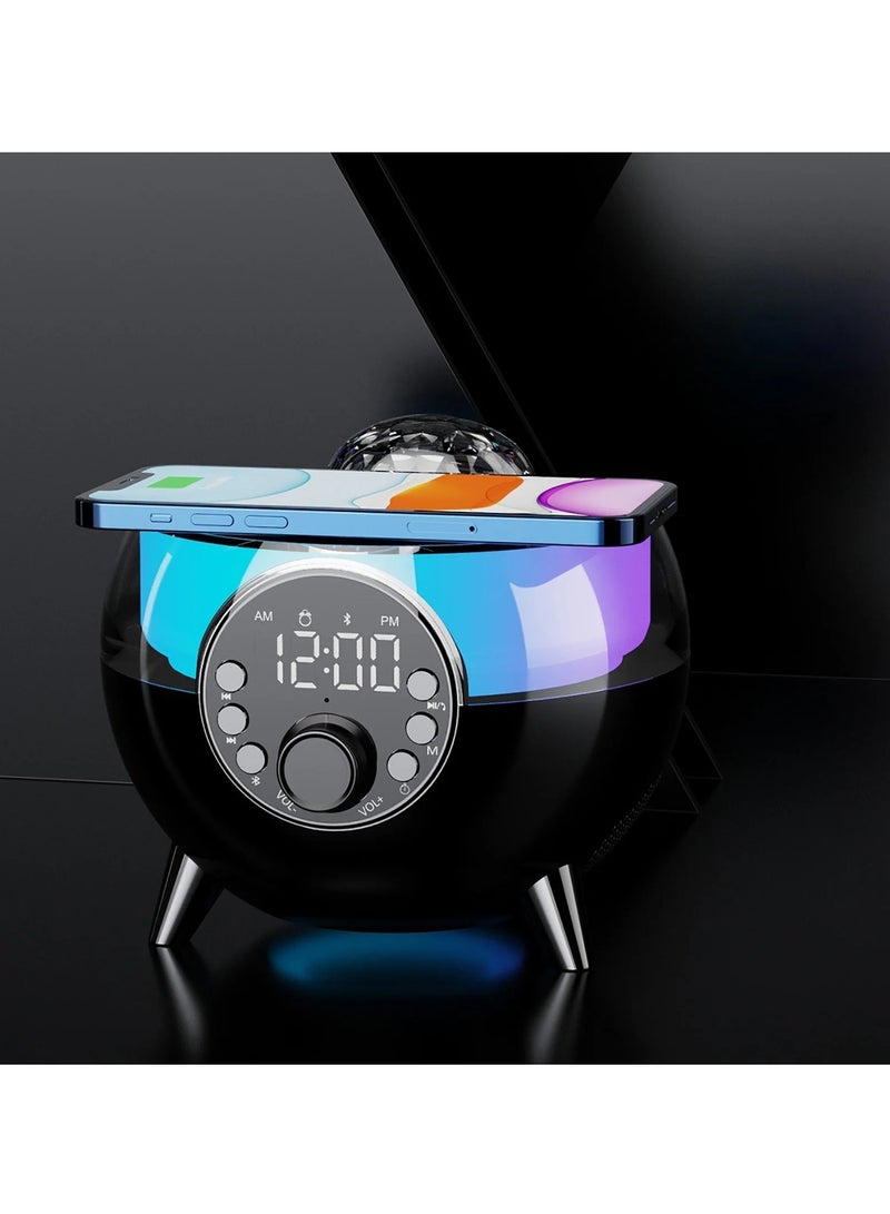 TIGER 5-in-1 White Noise Machine & Alarm Clock with Bluetooth Speaker -- Galaxy Projector Light, Wireless Charging Pad & LED Ambient Lighting | Sleep Sound Aid with Subwoofer | High Volume Bedroom Clock | Relaxing Night Light for Kids & Adults | Perfect Gift - Image 5