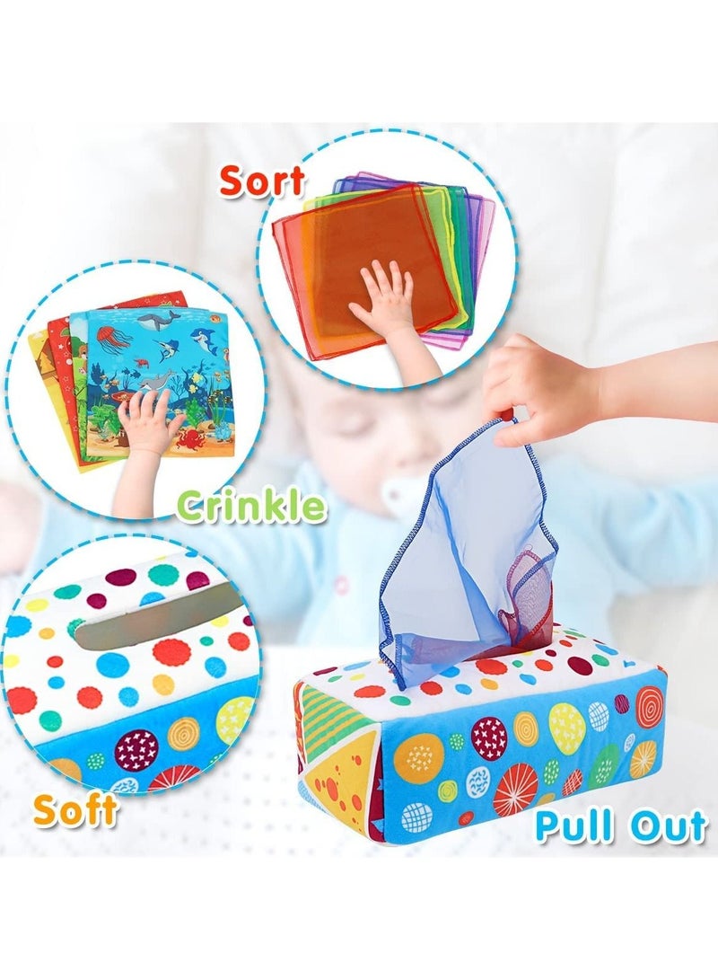 إيروريكس لعب الأطفال حديثي الولادة الحسية صندوق مناديل سحرية للأطفال بعمر سنة واحدة للأولاد والبنات والأطفال ألعاب التعلم المبكر هدايا الأطفال - Image 3