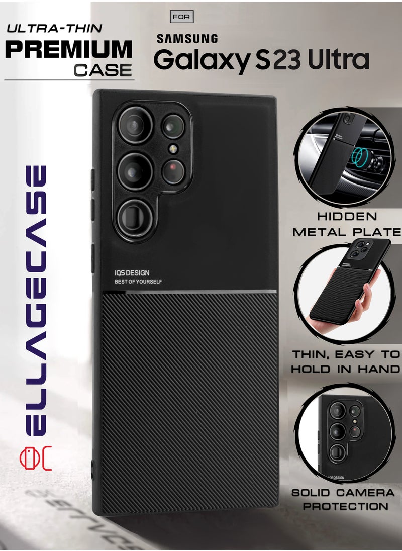 ELLAGECASE Case for Samsung Galaxy S23 Ultra, Ultra Thin Premium Case, Solid Camera Protection, Thin, Easy to Hold, Hidden Metal Plate  - Image 1