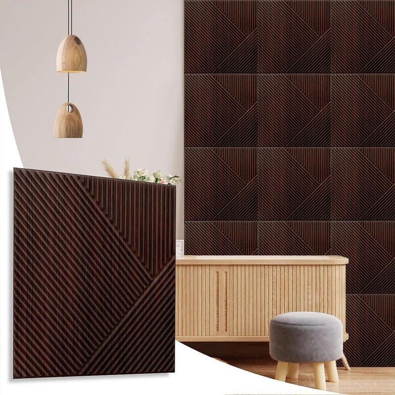 ASKCREW 3D Wood Grain Strip PVC Wall Panels for Home, Living Room, cafes (50x50 cm) (Cover Area 2.7 feet) - Image 2
