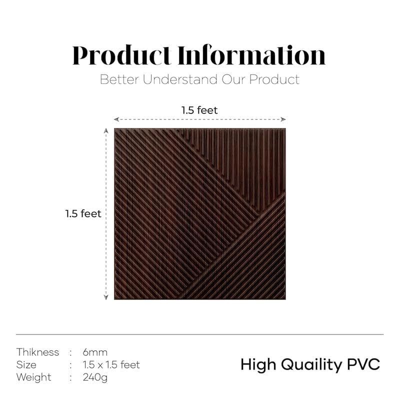 ASKCREW 3D Wood Grain Strip PVC Wall Panels for Home, Living Room, cafes (50x50 cm) (Cover Area 2.7 feet) - Image 3