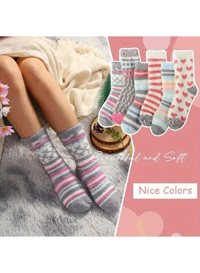 جوارب شتوية نسائية ناعمة - 6 أزواج بتصاميم متنوعة ودافئة - Image 2