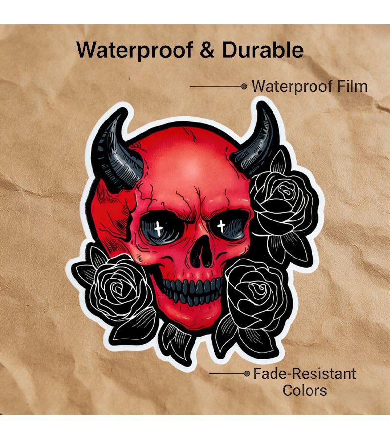 Demon Skull 1pc Sticker for Booktok Notebook Collectors Trippy Spiritual Gift - Image 1