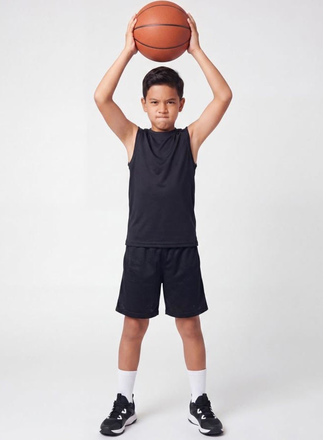 REALESSENTIALS 5 Pack: Boys Active Quick Dry Fit Tank Jersey Sleeveless Performance Sports Basketball Beach Gym Workout Running Fitness Athletic Undershirt Breathable Yoga Hiking Girls Teens School Outdoor Set 2, L - Image 5
