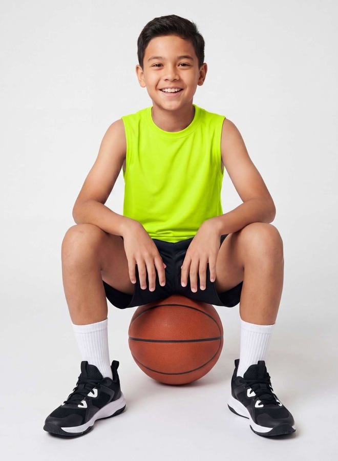 REALESSENTIALS 5 Pack: Boys Active Quick Dry Fit Tank Jersey Sleeveless Performance Sports Basketball Beach Gym Workout Running Fitness Athletic Undershirt Breathable Yoga Hiking Girls Teens School Outdoor Set 2, L - Image 4