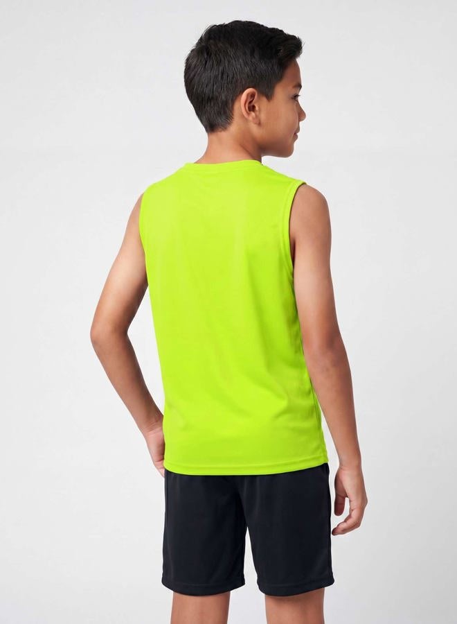 REALESSENTIALS 5 Pack: Boys Active Quick Dry Fit Tank Jersey Sleeveless Performance Sports Basketball Beach Gym Workout Running Fitness Athletic Undershirt Breathable Yoga Hiking Girls Teens School Outdoor Set 2, L - Image 3