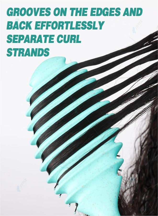 Jiffix Curly Hair Brush - Curl Defining & Detangling Brush for Women & Men - Boar Bristle Styling Brush for Shaping, Combing & Enhancing Natural Curls - Suitable for All Hair Types (Cool Mint) - Image 3