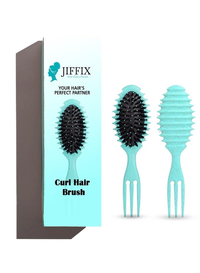 Jiffix Curly Hair Brush - Curl Defining & Detangling Brush for Women & Men - Boar Bristle Styling Brush for Shaping, Combing & Enhancing Natural Curls - Suitable for All Hair Types (Cool Mint) - Image 1