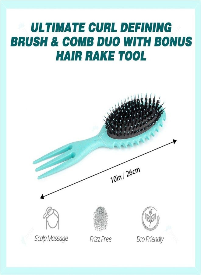 Jiffix Curly Hair Brush - Curl Defining & Detangling Brush for Women & Men - Boar Bristle Styling Brush for Shaping, Combing & Enhancing Natural Curls - Suitable for All Hair Types (Cool Mint) - Image 4