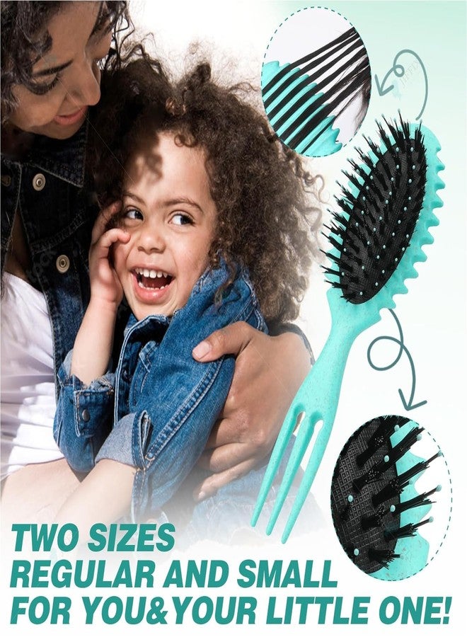 Jiffix Curly Hair Brush - Curl Defining & Detangling Brush for Women & Men - Boar Bristle Styling Brush for Shaping, Combing & Enhancing Natural Curls - Suitable for All Hair Types (Cool Mint) - Image 5