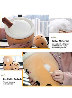 SYOSI Pillow 13.7 inch Stuffed Boba Plushie Bubble Tea Plush Pillow Soft Milk Tea Shaped Plush Stuffed Pillow, Kawaii Plush Toy Gifts for Boys Girls  - Image 2