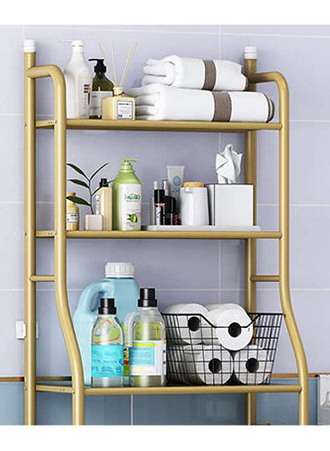 AGD Bathroom Storage Shelf Over the Toilet Three-Tier Metal Space Saving Gold - Image 2