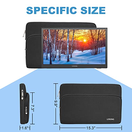 Losong Portable Monitor Case 15.6 Inch, Protective Carrying Sleeve Storage Bag, Display Bag with Accessory Pocket for 15.6 Inch Portable Monitor, Size-15.3"x9.9" Black - Image 5