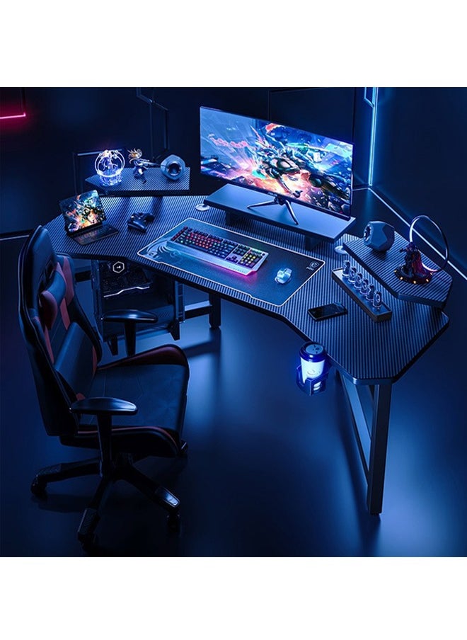 ZCM-HAPPY - Aircraft Gaming Desk with Double-Sided Storage, Carbon Fiber Frame, Desktop Computer and Workbench Table 140 cm - Image 1