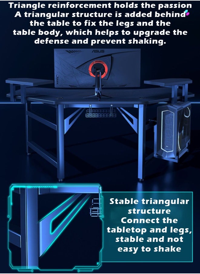 ZCM-HAPPY - Aircraft Gaming Desk with Double-Sided Storage, Carbon Fiber Frame, Desktop Computer and Workbench Table 140 cm - Image 1