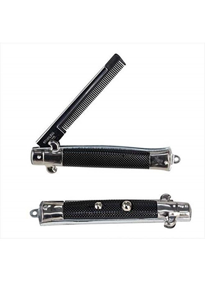 Rhode Island Novelty 9 Inch Stainless Steel Switch-Blade Combs Pack of 2  - Image 1