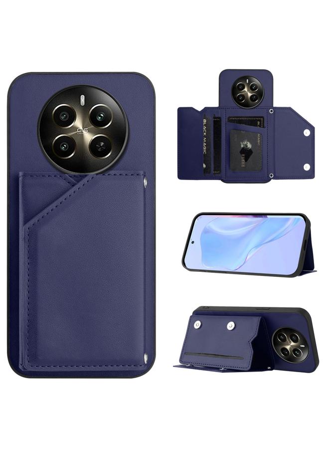 اس-توب جراب لهاتف Realme 12+ 5G / P1 5G بملمس الجلد وأربع فتحات للبطاقات مع حزام معصم - Image 1