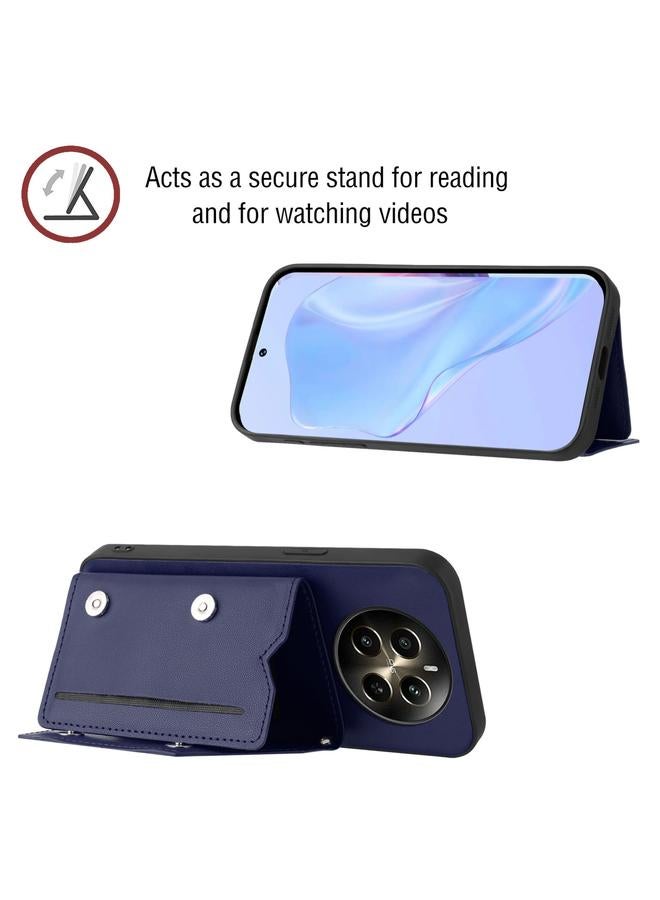 اس-توب جراب لهاتف Realme 12+ 5G / P1 5G بملمس الجلد وأربع فتحات للبطاقات مع حزام معصم - Image 4