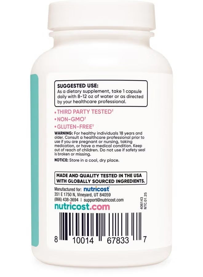 نوتريكوست، للنساء، ثنائي إندول الميثان مع غلوكاريت الكالسيوم ودونغ كواي، 120 كبسولة - Image 5