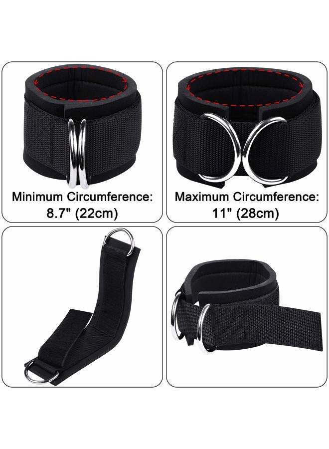 Techion 1 Pair of Fitness Ankle Straps for Cable Machine - Double D-Ring, Adjustable Comfort fit Neoprene - for Men and Women - Black - Image 4