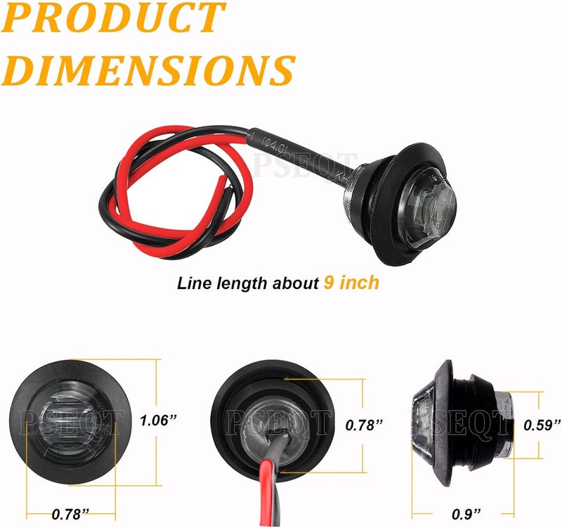 PSEQT 3/4 Inches Trailer Round LED Side Marker Lights Clearance Turn Signal Marker Bullet Light Waterproof for Pickup Truck Car Bus Wrangler Van RV ATV 10Pcs Purple-color Marker Light w/Smoked Lens - Image 4