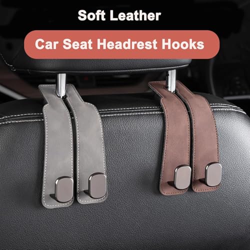 Xfopz Car Seat Hooks, Car Seat Back Storage Hook Double Hook, Headrest Hooks for Car, Car Hooks for Purses and Bags (2, Black) - Image 3