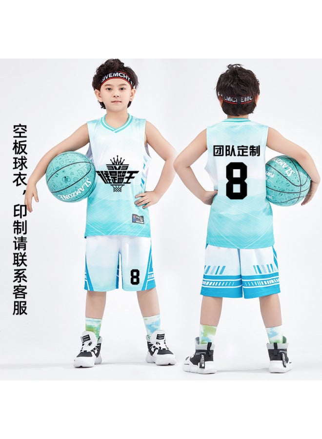 Children's Basketball Uniform Set For Boys And Girls, Primary And Secondary School Students, Vest, Sports Training Camp, Blue Jersey, Summer Short-sleeved, Quick-drying