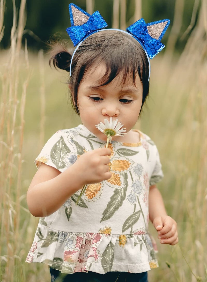 SYOSI 2 Pairs Dog Ears Hair Bow Clips Glitter Headband for Toddler Kids Halloween Costume Accessories Animal Cosplay Birthday Party Supplies - Image 4