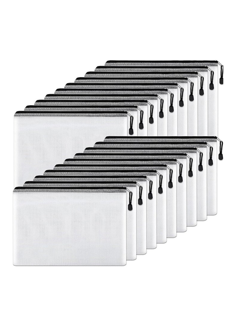 Blythornix A5 Size File Folders with Zipper, Plastic File Pockets Organizer with Zip Waterproof, Pouch Document Mesh Bag for Paper Storage, File Jackets 20 Packs - Image 1