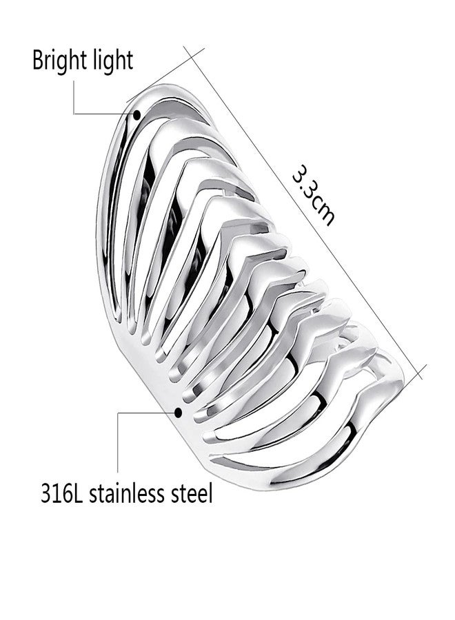 COUYA Polished Stainless Steel Split Style Ring Multilayer Stacked Knuckle Finger Rings Band (9) - Image 2