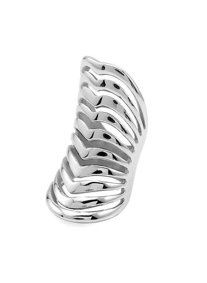 COUYA Polished Stainless Steel Split Style Ring Multilayer Stacked Knuckle Finger Rings Band (9) - Image 1