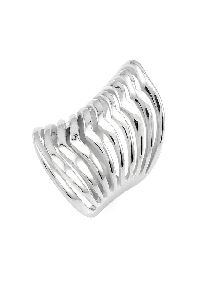COUYA Polished Stainless Steel Split Style Ring Multilayer Stacked Knuckle Finger Rings Band (9) - Image 3