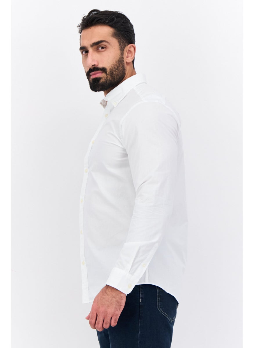 Selected Homme Men Slim Fit Long Sleeves Plain Casual Shirt, White  - Image 2