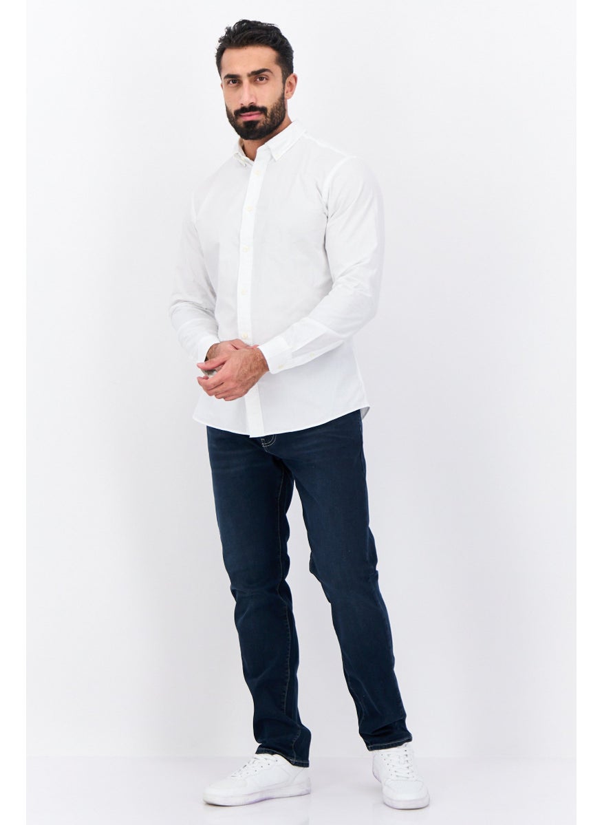 Selected Homme Men Slim Fit Long Sleeves Plain Casual Shirt, White  - Image 4