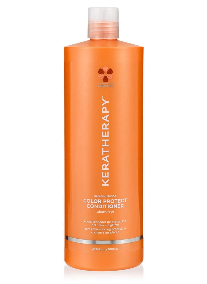 KERATHERAPY KERATHERAPY Keratin Infused Color Protect Conditioner, 33.8 fl. oz., 1000 ml - Gluten Free Color Protecting Conditioner for Color Treated Hair with Kerabond Technology, Red Raspberry Oil, Omega 3 & 6  - Image 1