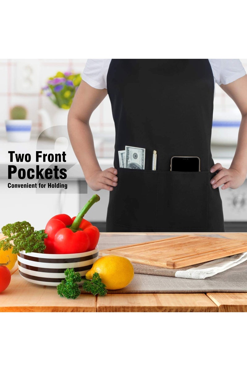 يلا بيك عبوة من 4 مآزر للطهاة، مئزر أسود مع جيبين، مئزر مقاوم للماء وقابل للتعديل للرجال والنساء، مئزر مطبخ احترافي للمطبخ والبستنة والمطاعم والشواء والقهوة - Image 5